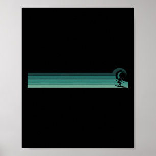 Gestreepte vrouwelijke surfer die Rrel vangt Poster