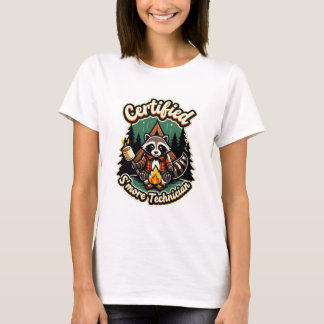 Gestreepte Wasbeer S'more Expert – Kampvuur Nacht T-shirt