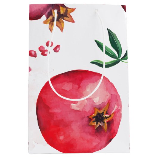 Gestreepte Waterverf granaatappelvrucht Medium Cadeauzakje (Voorkant)