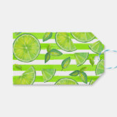 Gestreepte Waterverf Limoen Cadeaulabel (Voorkant (Horizontaal))