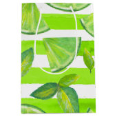 Gestreepte Waterverf Limoen Medium Cadeauzakje (Voorkant)