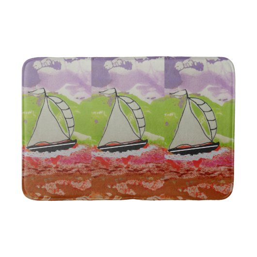 gestreepte zeilboot badmat (Voorkant)
