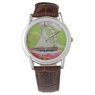 gestreepte zeilboot horloge