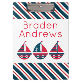 Gestreepte zeilboten, aangepast klembord
