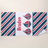 Gestreepte zeilboten Aangepaste handdoek (Voorkant)