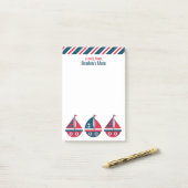 Gestreepte zeilboten Gepersonaliseerd Post-it Noti Post-it® Notes (Op bureau)