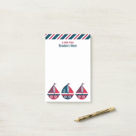 Gestreepte zeilboten Gepersonaliseerd Post-it Noti Post-it® Notes (Op bureau)