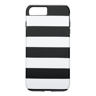 Gestreepte zwarte & witte horizontale telefoonhoes iPhone 8 plus / 7 plus hoesje