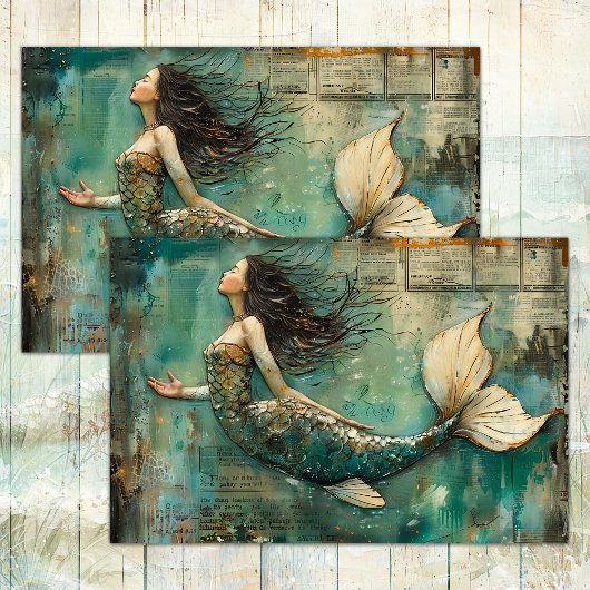 GESTRESDE ZEEMEERMAID MIXED MEDIA DECOUPAGE TISSUEPAPIER