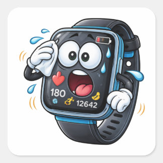 Gestresseerde Cartoon Smartwatch Karakter Sticker