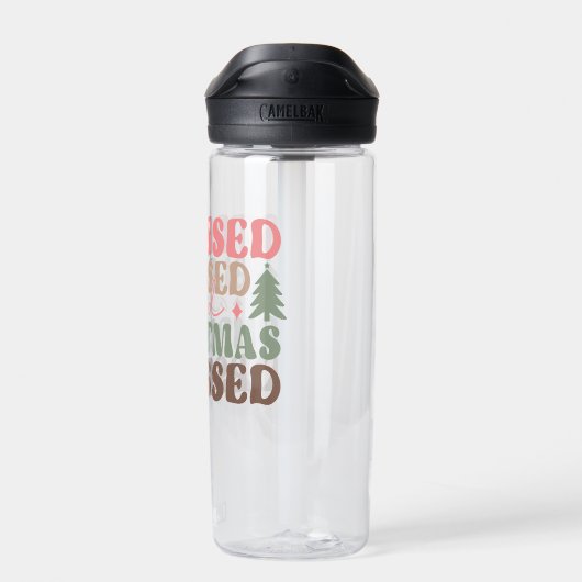 Gestresst, gezegend en geobsedeerd door Kerstmis Waterfles (Achterkant)
