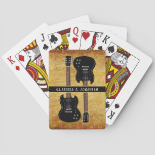 Gestresste elektrische gitaren gepersonaliseerd pokerkaarten