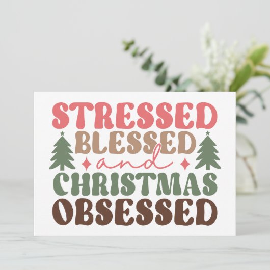 Gestrest, Gezegend, en Kerstverslaafd Kaart (Staand voorkant)