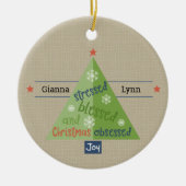 Gestrest gezegend keramisch ornament (Voorkant)