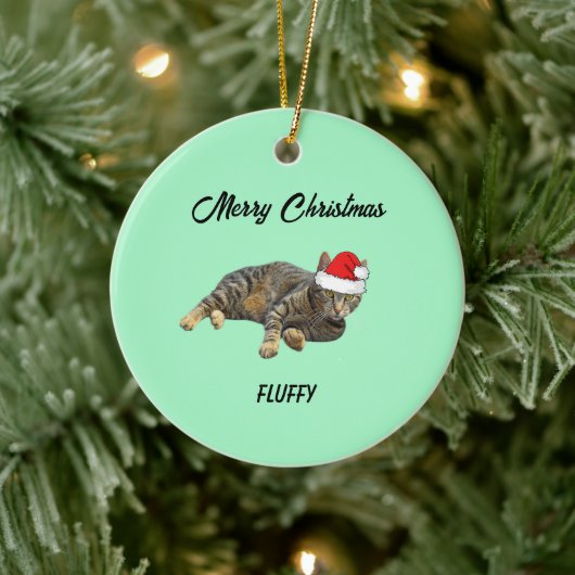 gestripte tablet met Santa Hat Keramisch Ornament (Boom)