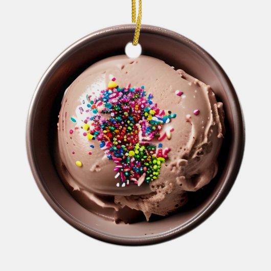 Gestrooid met Liefde | Chocolade ijs Kerstmis Keramisch Ornament (Voorkant)