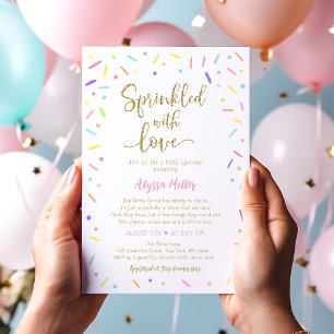 Gestrooid met Liefde Regenboog Baby Sprinkle Kaart