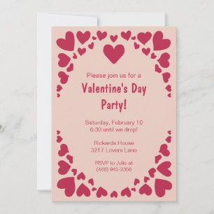 Gestrooide Hart Doodles op Perzik Valentijnsfeestj Kaart
