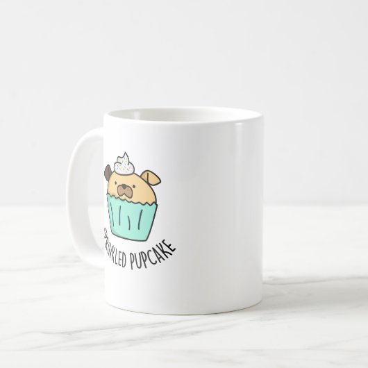 Gestrooide Pupcake Puppy Cupcake Pun Koffiemok (Voorkant links)
