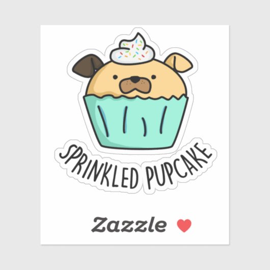 Gestrooide Pupcake Puppy Cupcake Pun Sticker (Vel)