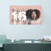 Gestroomlijnd Chic 16e verjaardag Foto Script Roos Spandoek (Beurs)