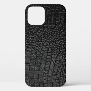 Gestroomlijnd zwart: lederen textuur Elegantie iPhone 12 Hoesje
