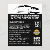 Gestroomlijnde auto Logo Auto Mechanic & Reparatie Flyer (Voorkant)
