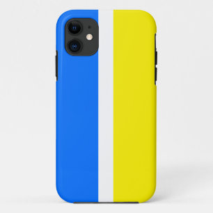 Gestroomlijnde heldere nautische gele blauwe witte iPhone 11 hoesje