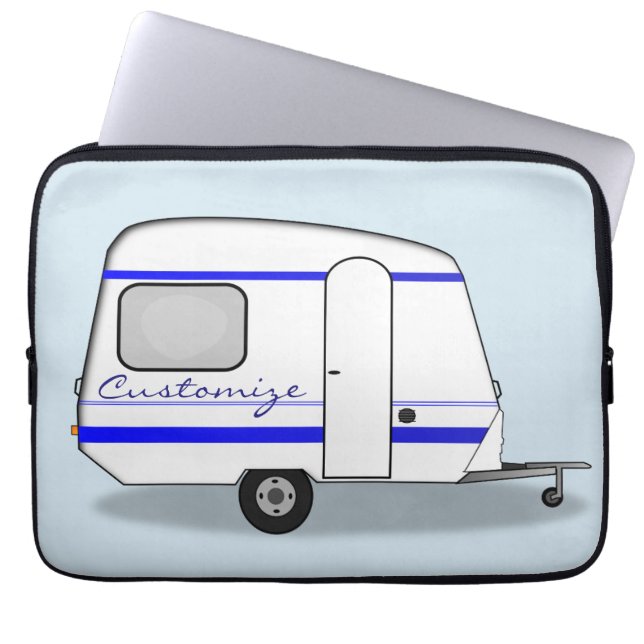 Gestroomlijnde kleine oplegger zigeunercaravan laptop sleeve (Voorkant)