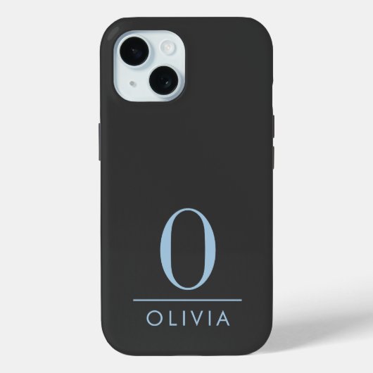 Gestroomlijnde minimalistische blauwe monogram zwa Case-Mate iPhone case (Achterkant)