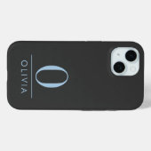 Gestroomlijnde minimalistische blauwe monogram zwa Case-Mate iPhone case (Achterkant (horizontaal))