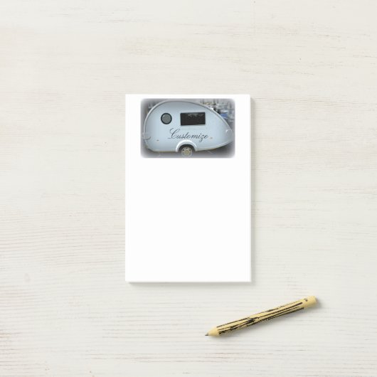 Gestroomlijnde trappenaanhangwagen met zigeunercar post-it® notes (Op bureau)