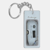 Gestroomlijnde trappenaanhangwagen sleutelhanger (Voorkant Links)