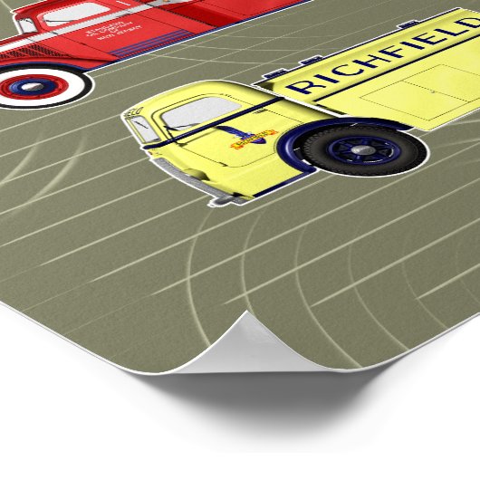 Gestroomlijnde vrachtwagens poster (Hoek)