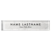 Gestroomlijnde, witte marmer, aangepast naambordje (Voorkant)