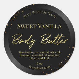 Gestroomlijnde zwarte verf Stippen Body Butter Lab Ronde Sticker