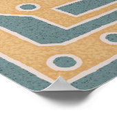 Gestructureerd Blauwgroen Beige Abstract Maze Art  Poster (Hoek)