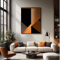 Gestructureerd Brons en Oranje Abstract Geometrisc