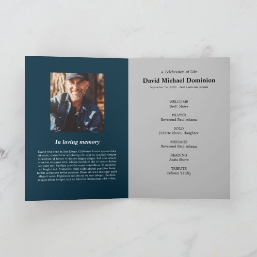 Gestructureerd foto-Memorial Programme Programma (Binnen)