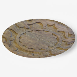 Gestructureerd Teakhouten Scroll-ontwerp Aangepast Papieren Bordje