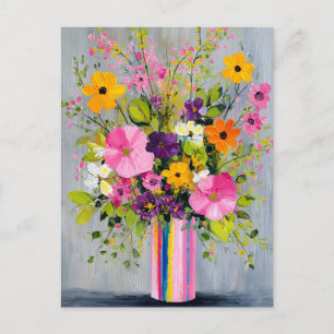 Gestructureerde bloemen in een vaas briefkaart