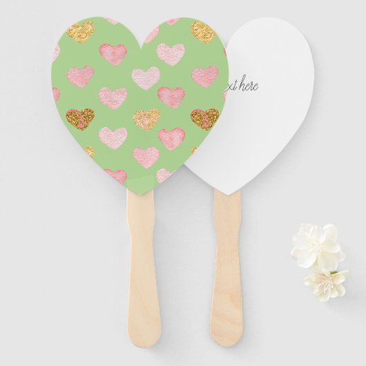 Gestructureerde harten met patterende handbediende handwaaier (Voorkant en achterkant)