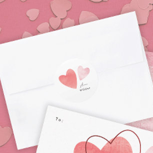 Gestructureerde Hartjes Klaslokaal Valentijnkaart Ronde Sticker