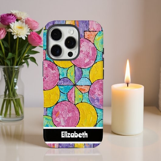 Gestructureerde Impasto geometrische cirkels smart Case-Mate iPhone Case