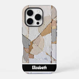 Gestructureerde Impasto Neutral Mosaic-smartphone iPhone 16 Pro Hoesje