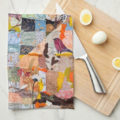 Gestructureerde papieren hartcollage theedoek (Quarter Fold)