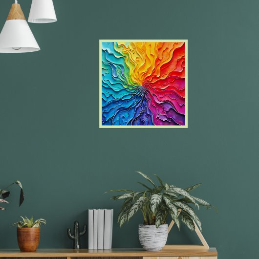 Gestructureerde Regenboog Draaikunst Poster (Woonkamer 1)
