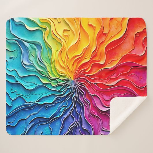 Gestructureerde Regenboog Draaikunst Sherpa Deken (Voorkant (horizontaal))