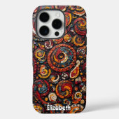 Gestructureerde rode en gouden wervelingen Case-Mate iPhone case (Achterkant)
