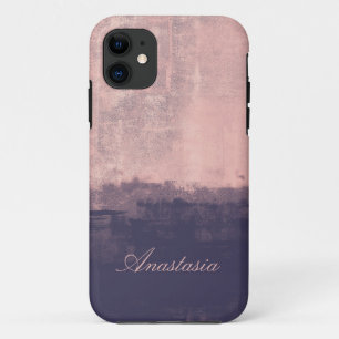 Gestructureerde tekenstijlroze marineblauw persona iPhone 11 hoesje